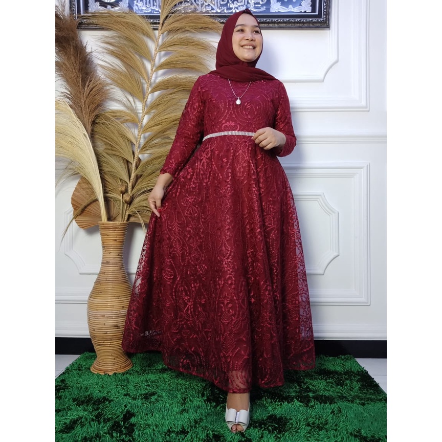 Kebaya Gamis Ria Ricis LR / Gamis Kebaya Pesta Kondangan / Baju Gamis Kondangan / Dress / Kebaya Brokat / Fashion Muslimah / Dress Kebaya