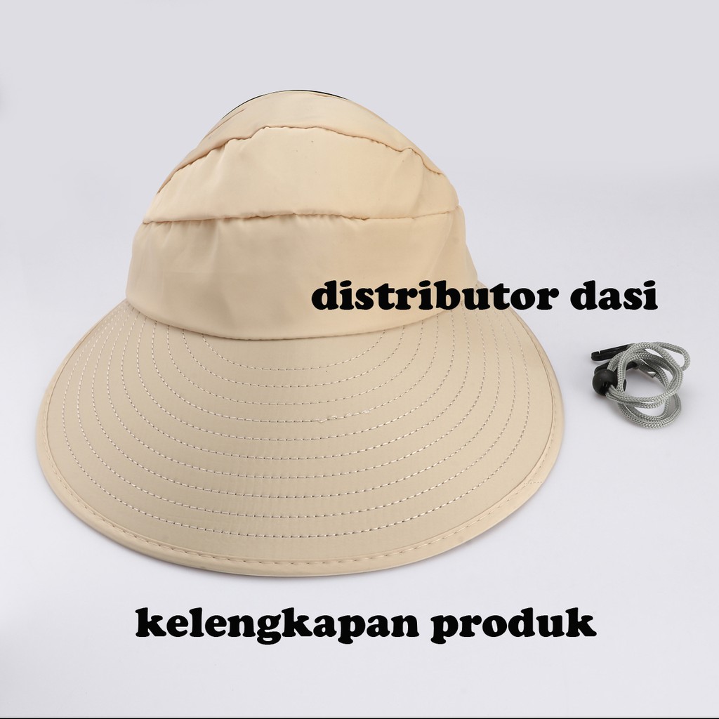 Topi Pantai Lipat Korea Outdoor Aksen Bunga Grosir