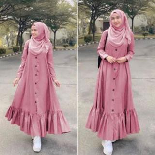 GAMIS MOSCREPE JUMBO / GLADIES MAXY DRESS - gamis kancing rempel bawah