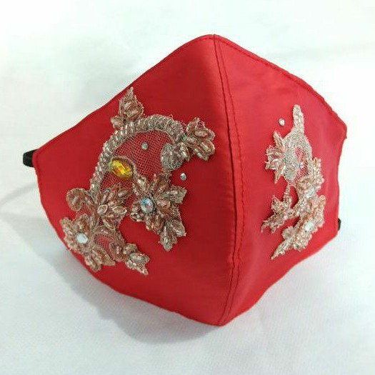 Masker Kain dgn Manik2 - 3ply dengan Filter SpunBond (Earloop/Headloop)