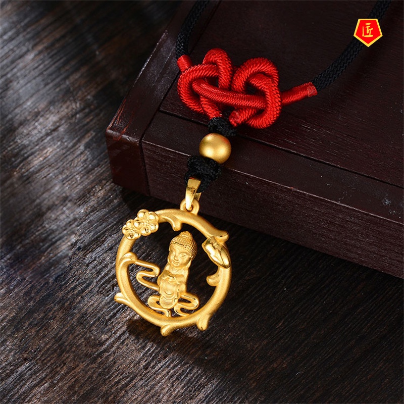 [Ready Stock]Avalokitesvara Water Lilies Pendant Red Black Rope Adjustable