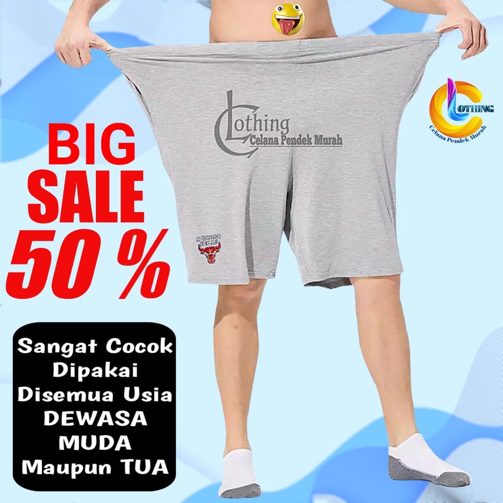 Short Pants Pria Celana Pendek Cowok Jumbo Dewasa Bawah Lutut Harian Laki Laki Polos Santai Clothing