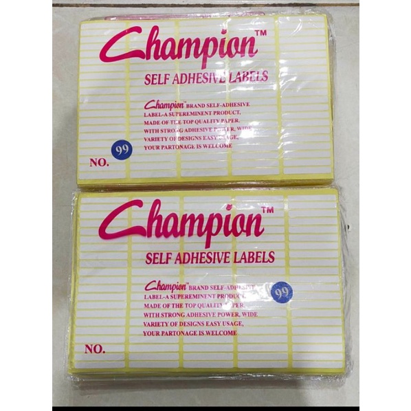 Label Harga stiker nama Champion no 99