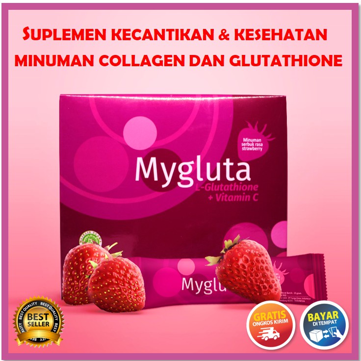 Mygluta Minuman Kesehatan Serbuk Glutathione - Stroberi Per Box