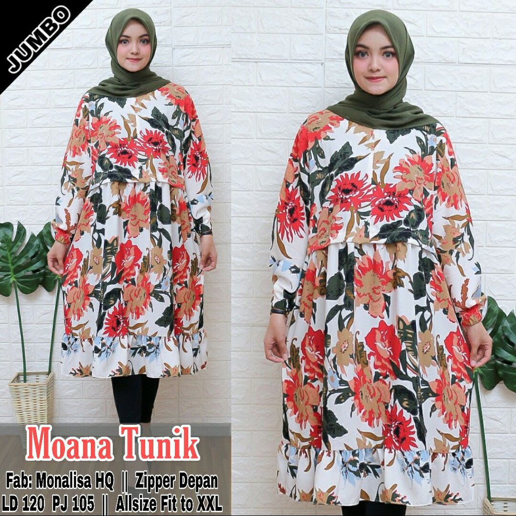 fashion muslim wanita / tunik XL / tunik monalisa murah / tunik besar / tunik jumbo