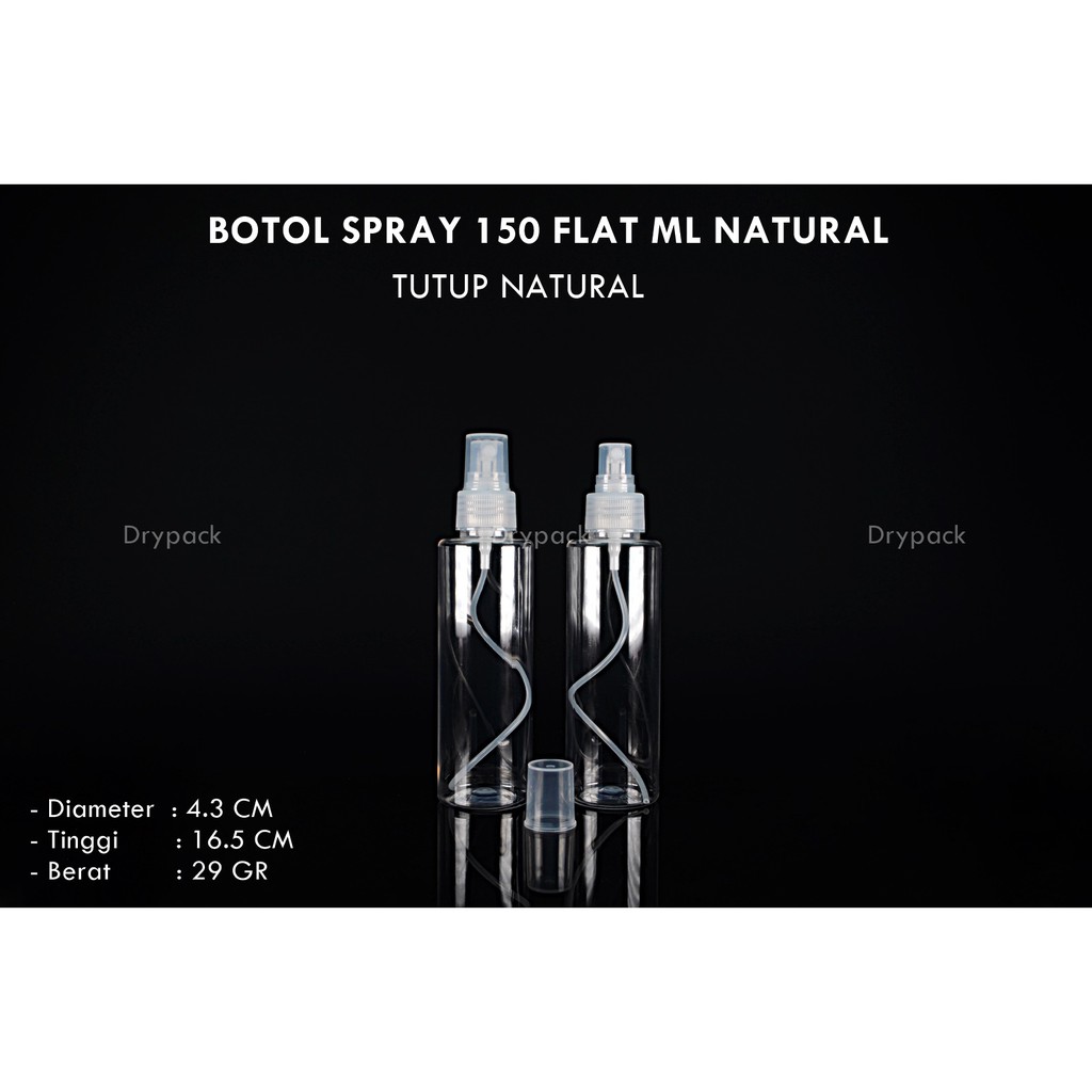 Botol Spray 150 ml Flat Natural tutup Natural