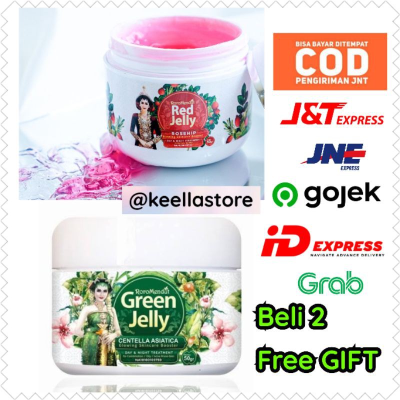 GREEN JELLY DAN RED JELLY RORO MENDUT mencerahkan melembutkan jerawat komedo glowing wajah