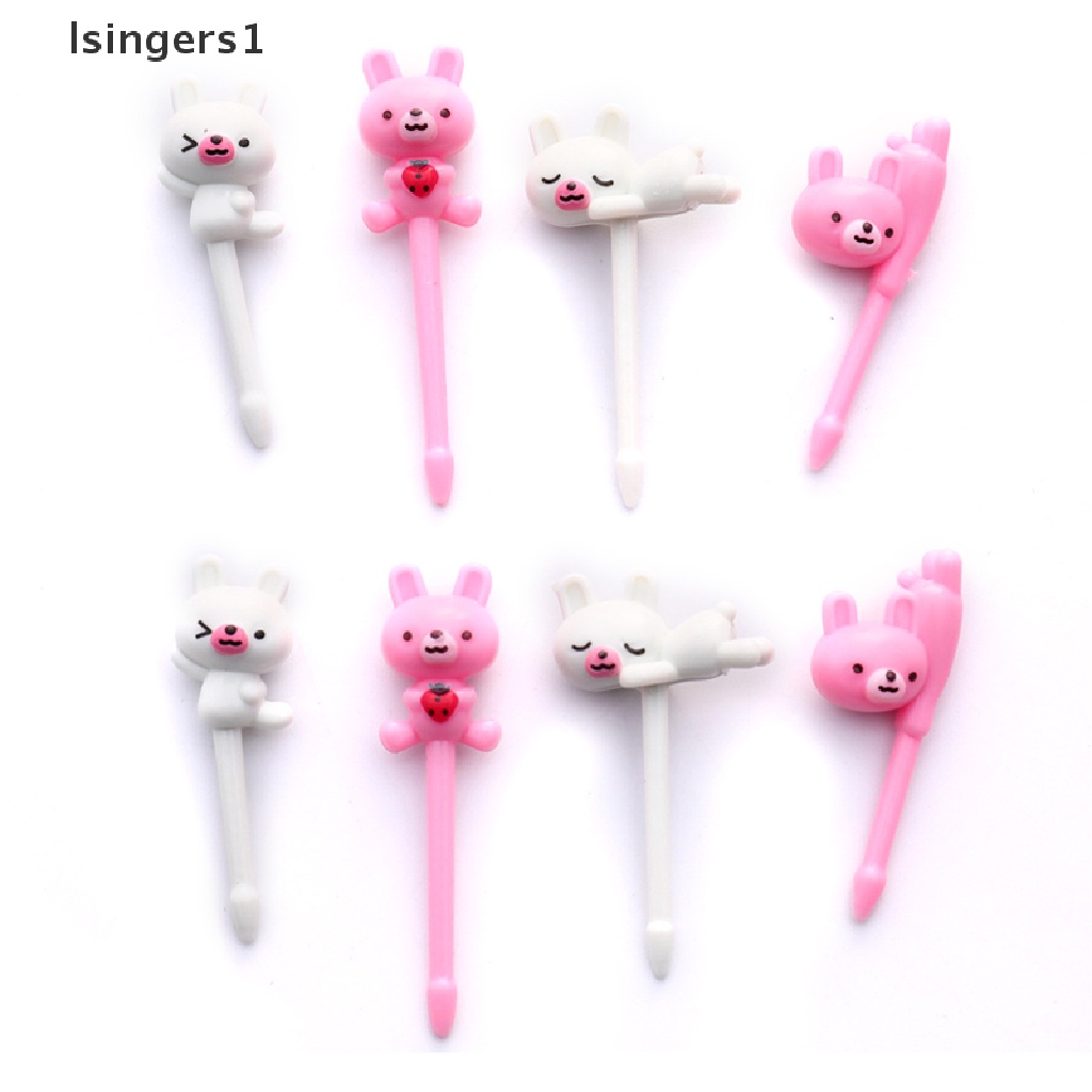 (lsingers1) 6pcs / Set Garpu Buah / Dessert Bentuk Kartun Kucing / Anjing