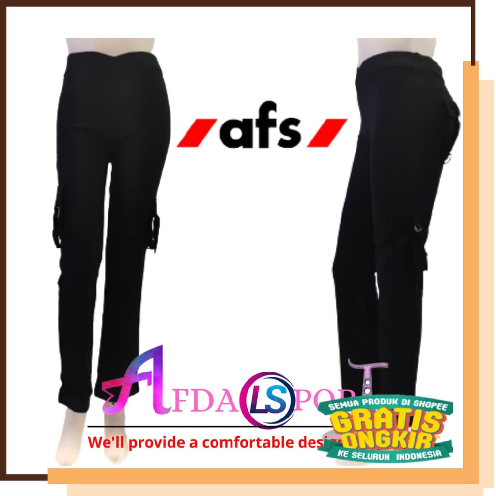 Warna Hitam Biru abu Grey MUda Gelap Pink Hijau Oren Merah / Celana Senam Cargo Panjang Cewek/Celana