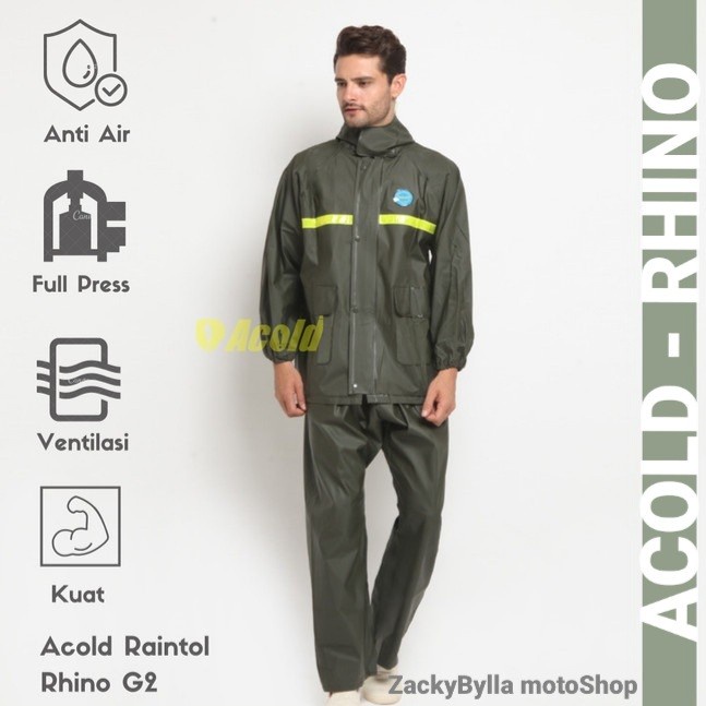 Jas Hujan Acold Raintol RHINO Mantel Hujan Karet Kuat Safety Tambang Raincoat Pria Wanita