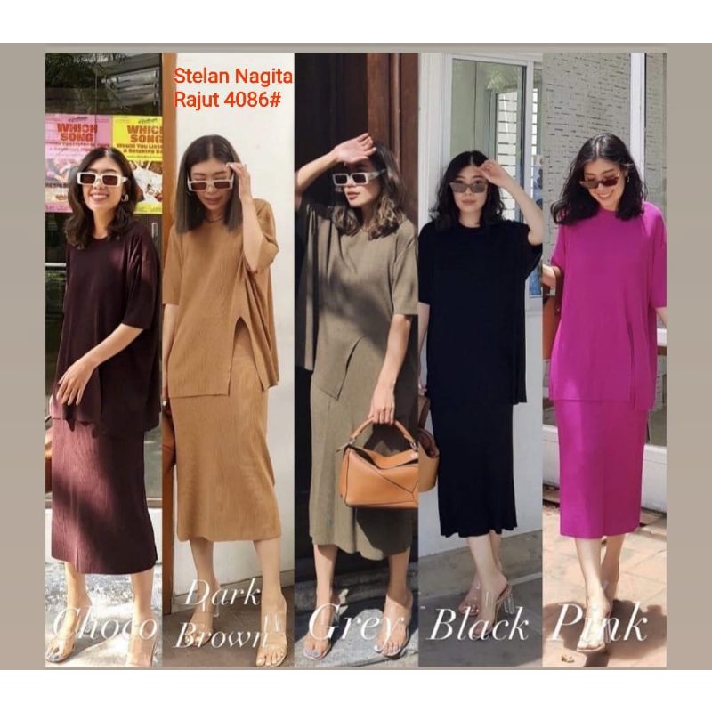 SETELAN NAGITA RAJUT 4086/SETELAN ROK RAJUT IMPOR