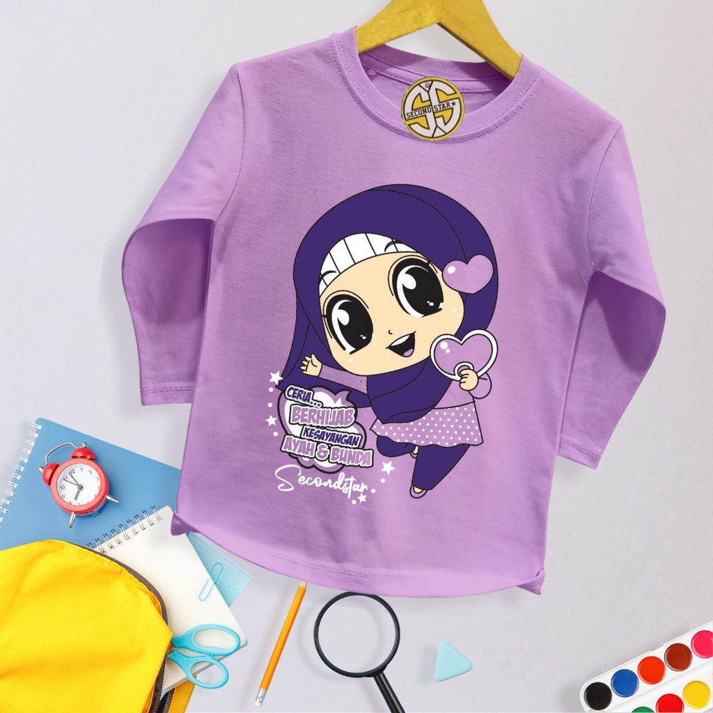 (S-M) Secondstar Kaos Tangan Panjang Anak Laki laki Perempuan Umur 1-4 Tahun Bahan Cotton -AMR153