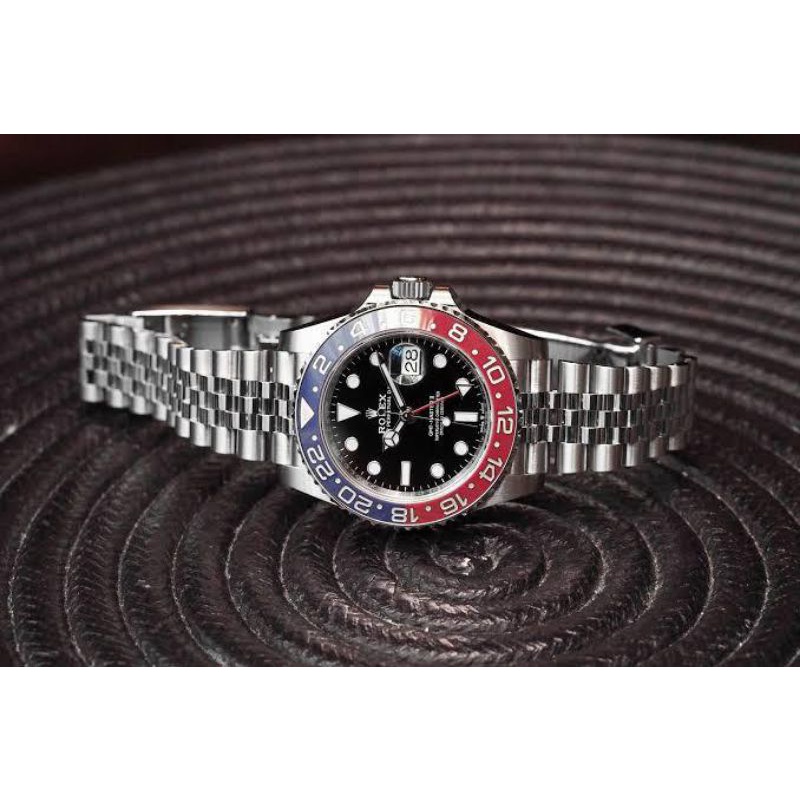 JAM TANGAN PRIA ROLEX GMTMASTER PEPSI JUBILE AUTOMATIC SWISSCLONE | GMT MASTER MERAH BIRU PEPSI