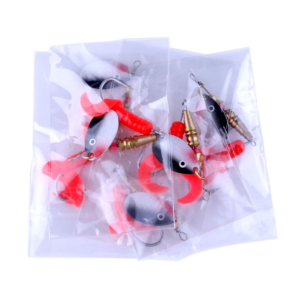 HENGJIA 10PCS Spinner Lure 7.1g Bass Fishing Bait Metal Spoon Soft Lure Treble Hook Fishing Tackle