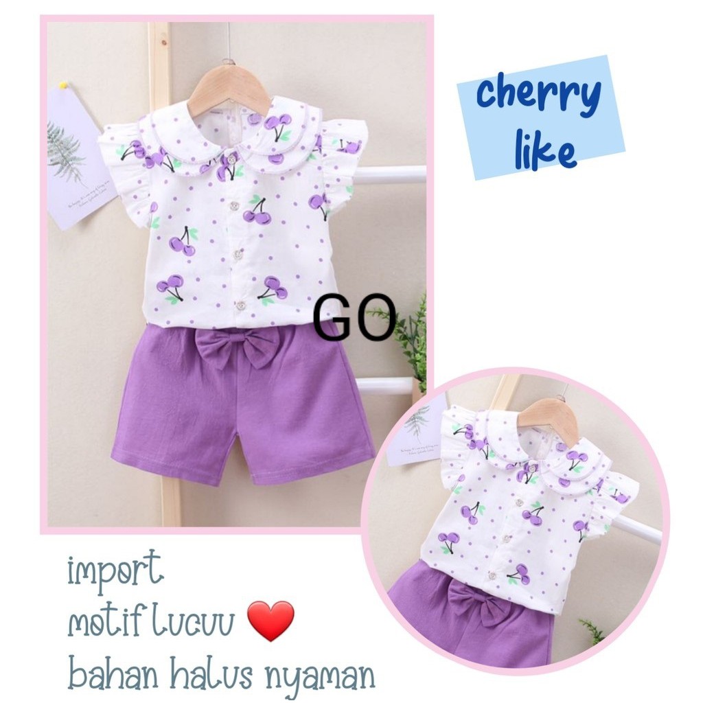 gos CHERRY LIKE 2504 EBV setelan baju anak bayi perempuan import 6bulan - 4tahun