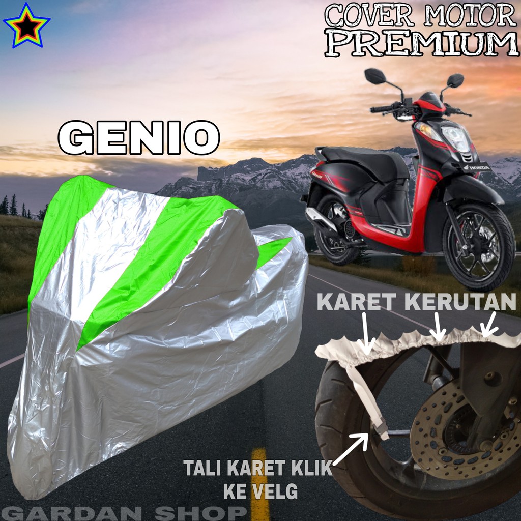 Sarung Motor GENIO Silver HIJAU Body Cover Penutup Pelindung Motor Genio PREMIUM