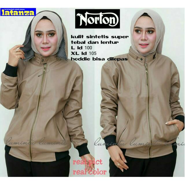 Jaket kulit Norton bahan kulit sintetis super