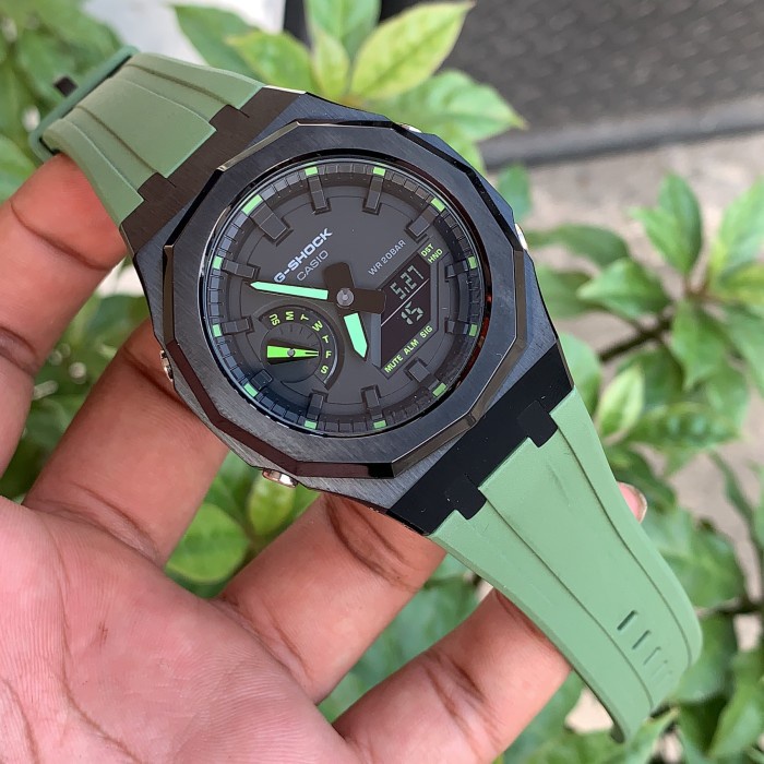 Jam Tangan Casio Oak Gshock GA2100 1a4 Green Rubber