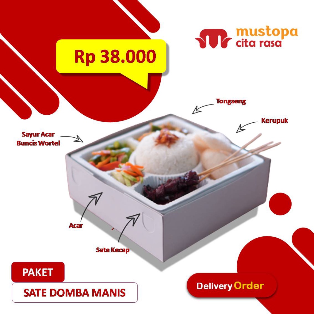 

Nasi Kotak - Sate Kambing / Domba Manis