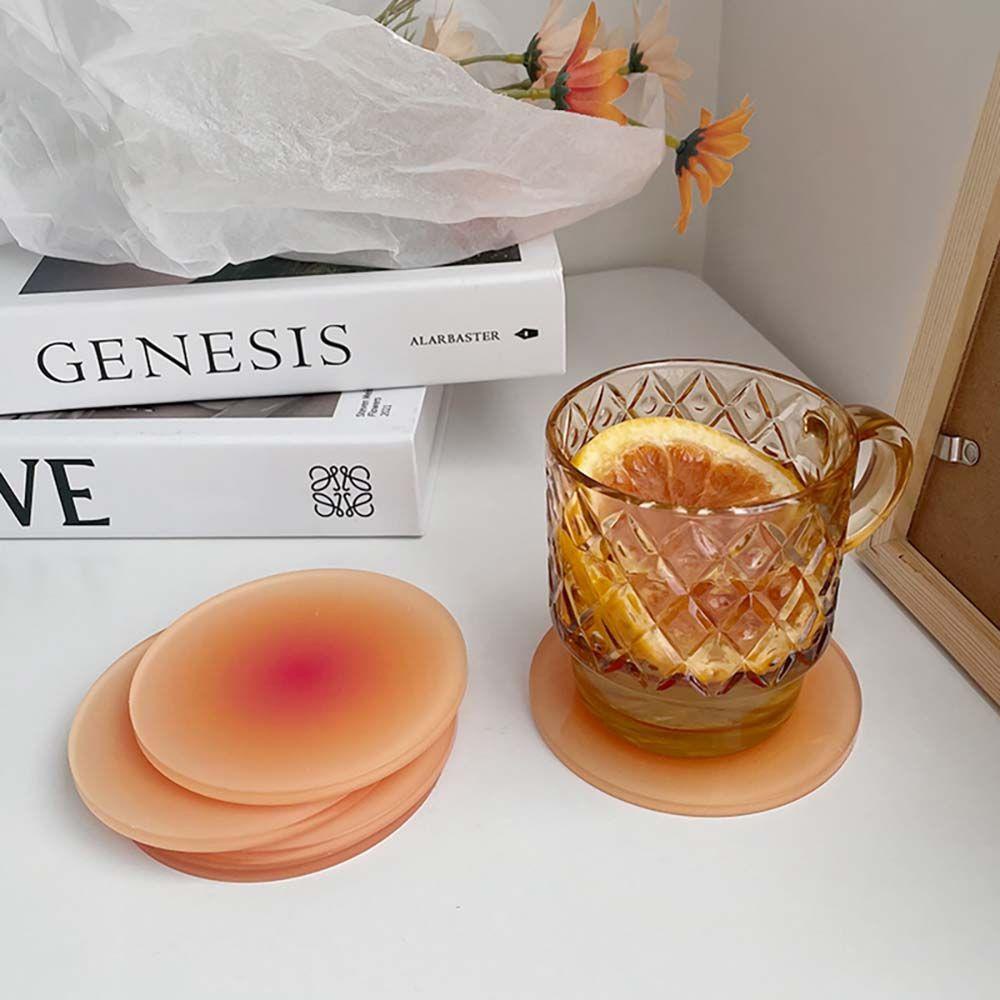 [Elegan] Mug Coaster Gradien Warna INS Peralatan Makan Cafe Desktop Decor Desk Cushion Home Placemat Table Mat