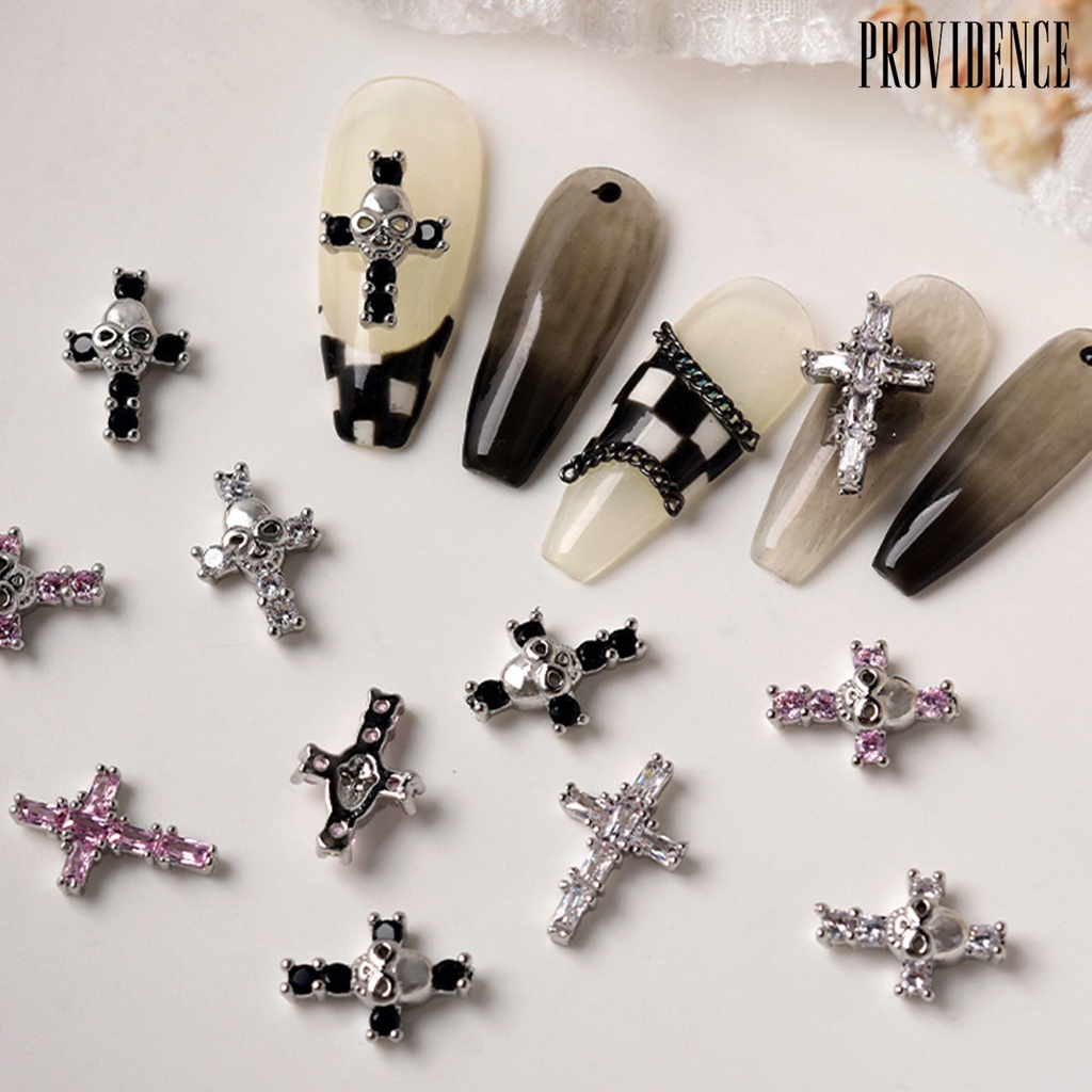 Providence Dekorasi Nail Art 3D DIY Bentuk Salib Bahan Metal