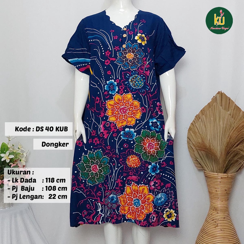 COD DS40 KUB | Daster Batik Kencana Ungu Asli Label Biru Ukuran Jumbo | Baju Santai Tidur Wanita Dewasa Kancing Depan Busui Friendly Motif Terbaru-7