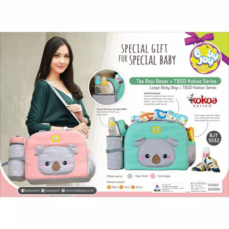 TAS BAYI BABY JOY BESAR SAKU TEMPAT BOTOL SUSU KOKOA BABY JOY / TAS BAYI DOUBLE KOKOA SERIES