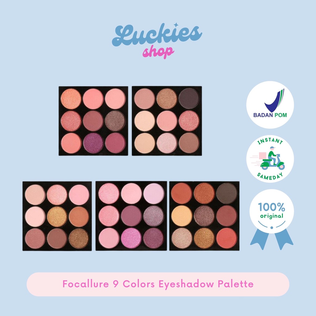 Official Distributor Focallure 9 Colors Eyeshadow Palette Eyeshadow 9 Warna Tahan Lama FA36