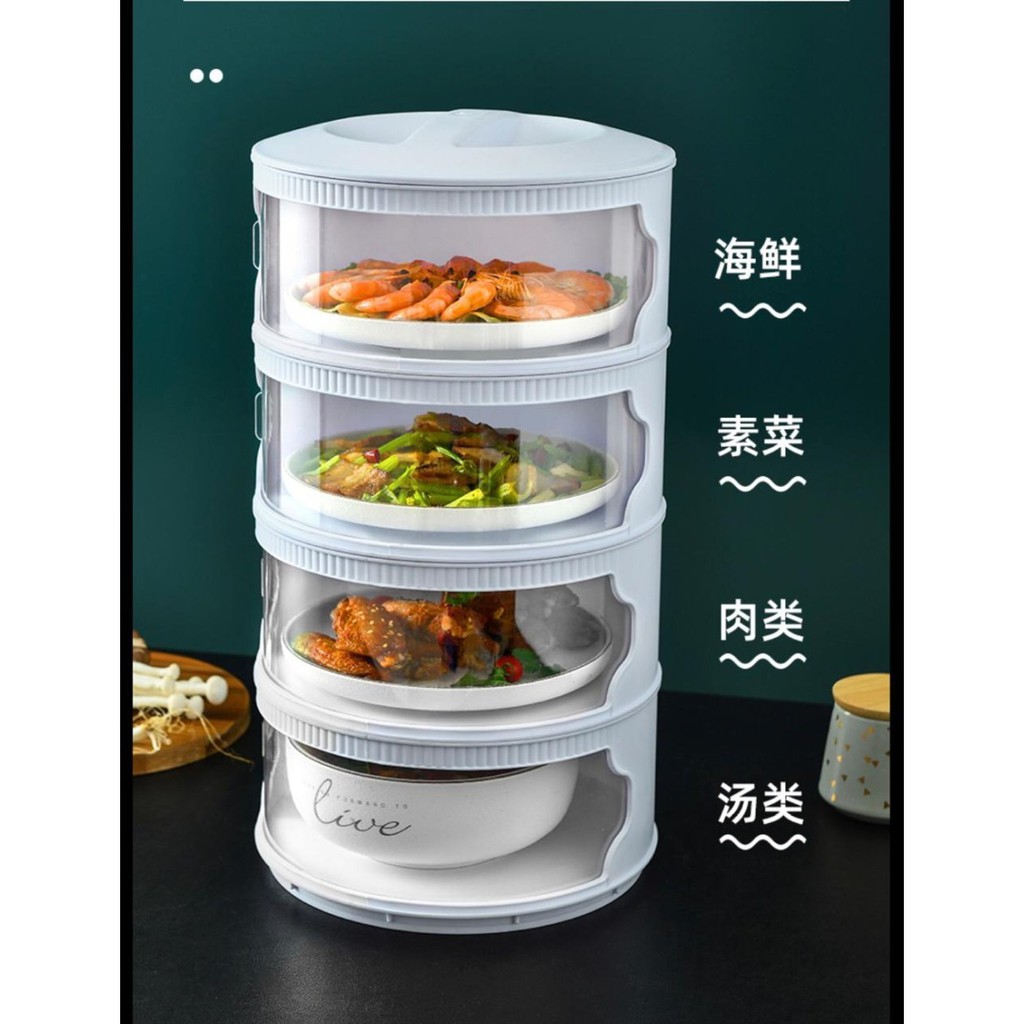 Multi-layer Rak Plastik penyimpanan tempat makanan penutup Tudung Saji