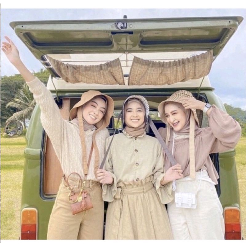 Bucket wide/bucket tali/bucket selegram/summer hat/topi tali/topi kekinian