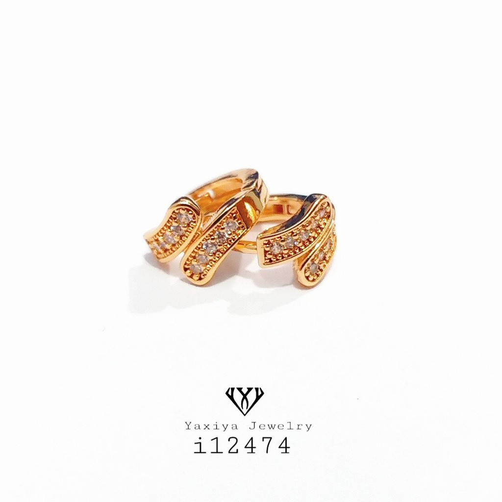 Yaxiya Anting Wanita Permata Perhiasan Lapis Emas 18k 254-2