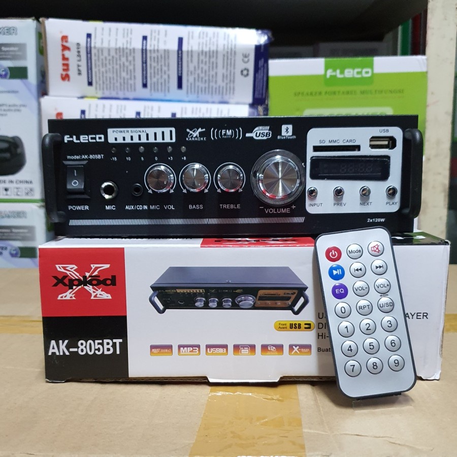 Promo Terbaru!!! Amplifier FLECO AK-805 BT Bluetooth Stereo Ampli/USB/MP3 Player/FM Radio Berkualitas