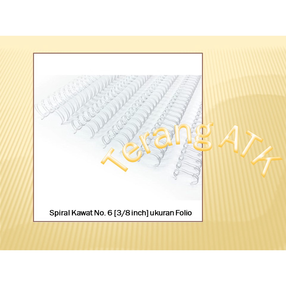 

Spiral Kawat Jilid No. 6 [ 3/8 inch ] Ukuran Folio 38 Loops Merek Hombo [Isi 100 batang]