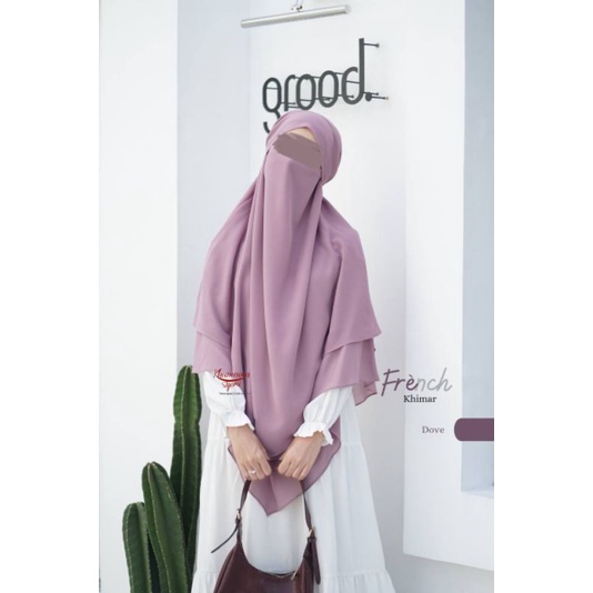 (BISA COD) NEHA FRENCH KHIMAR DAILY JUMBO SYARI BY KHUMAIRA-Dove