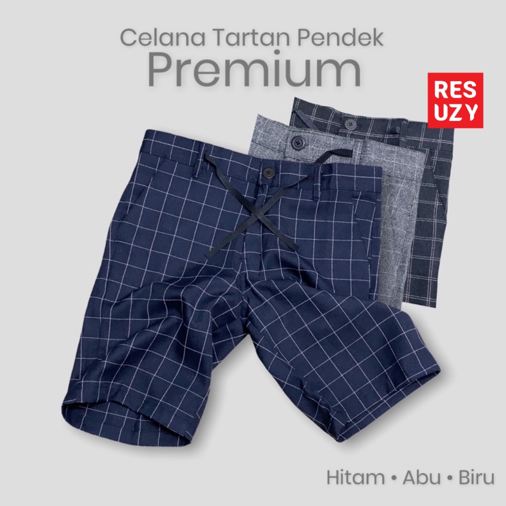 Celana Pendek Pria Tartan Short Pants Motif Kotak Original Premium