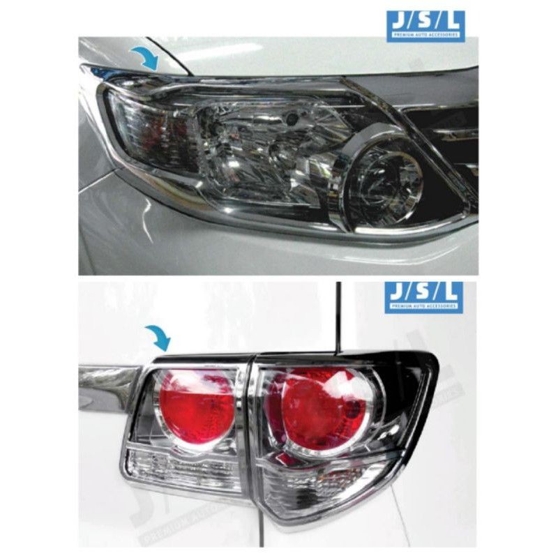 paket garnish lampu depan belakang grand fortuner hitam chrome jsl paket