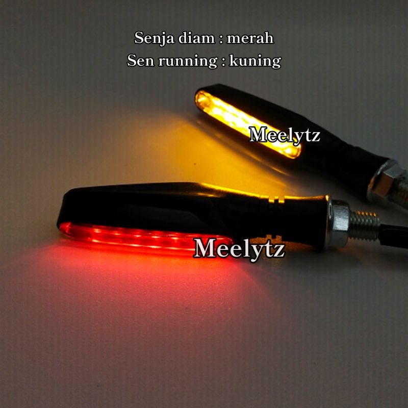 Lampu LED sein running sen 2 warna senja sein model moge watwrproof universal sport-MERAH-KUNING