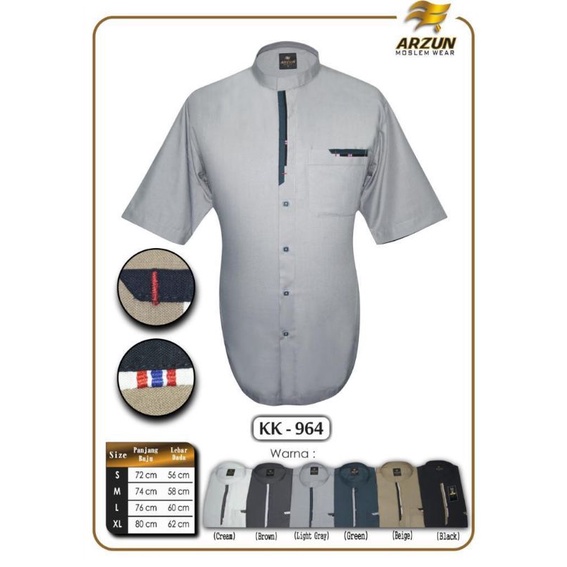 Terbaru Dan Terlaris Koko Pria Moderen Original Arzun. Koko Warna Premium Lengan Pendek Lengan Panja