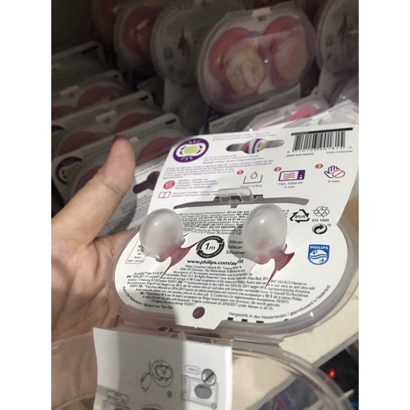 EMPENG AVENT DOT PACIFIER  AVENT 18m isi 2 EMPENG 6-18 model baru pink