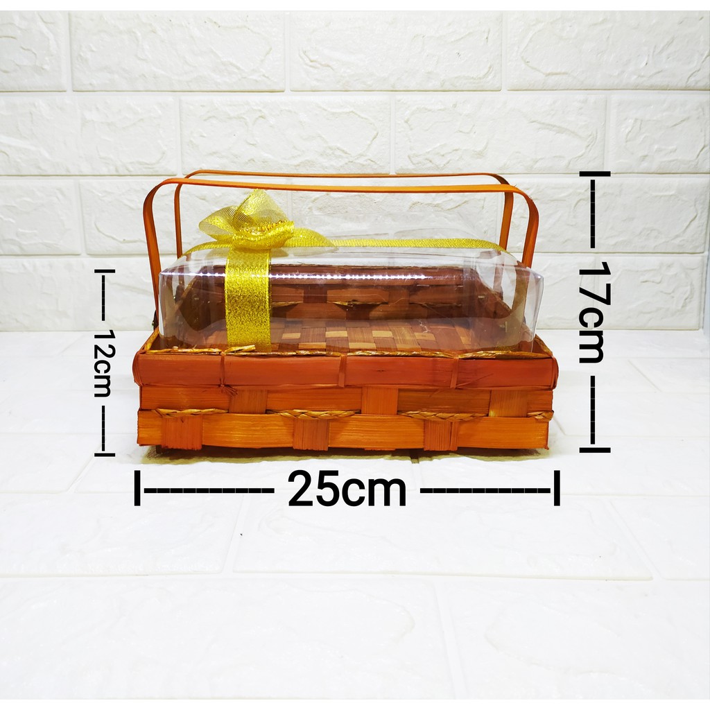 Besek Mika Gagang 25x25 cm Keranjang  Cantik Elegan Hantaran