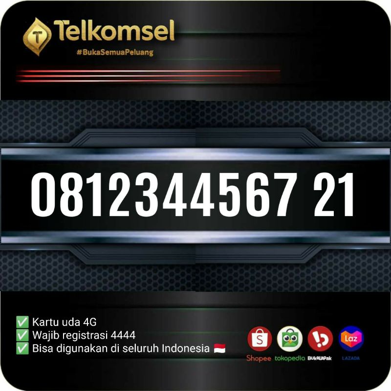 nomor cantik simpati prabayar 1234567 ekor 21