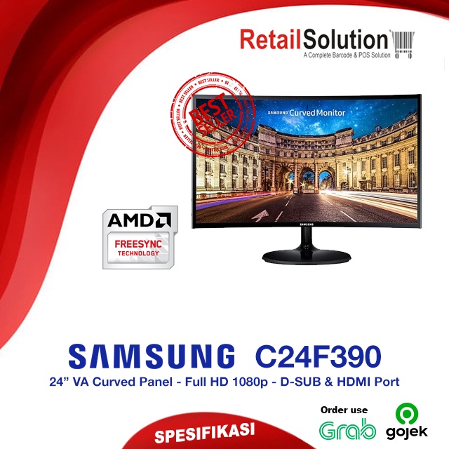 Monitor Curved 24&quot; Full HD 1080p - Samsung C24F390 / LC24F390FHEXXD