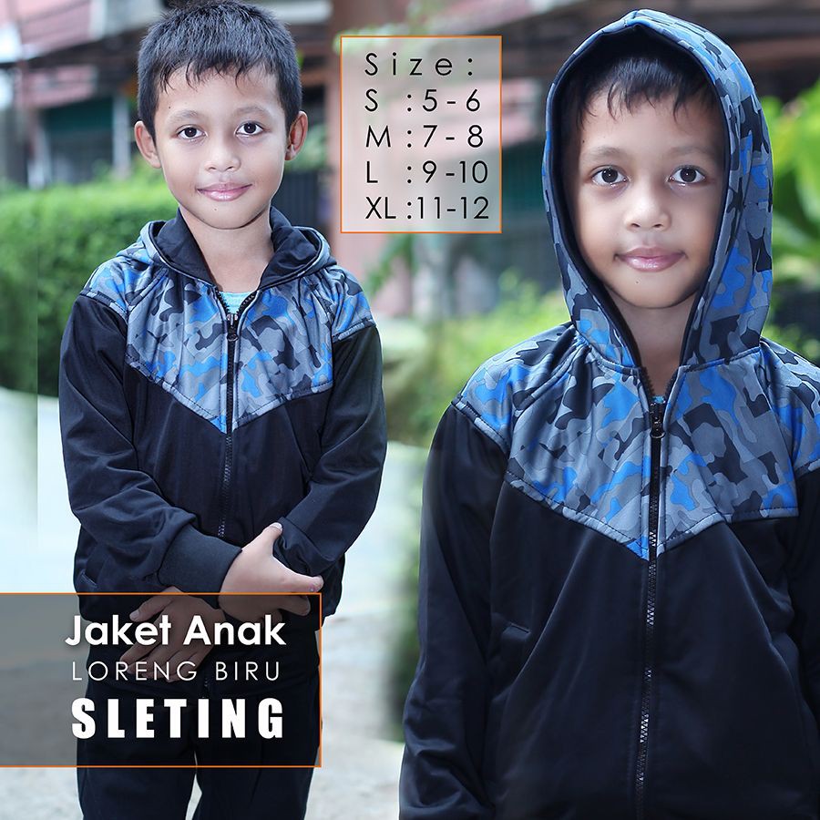 Jaket anak cowok zipper ARMY BLUE laki-laki sweater cowo Hoodie bomber KEREN