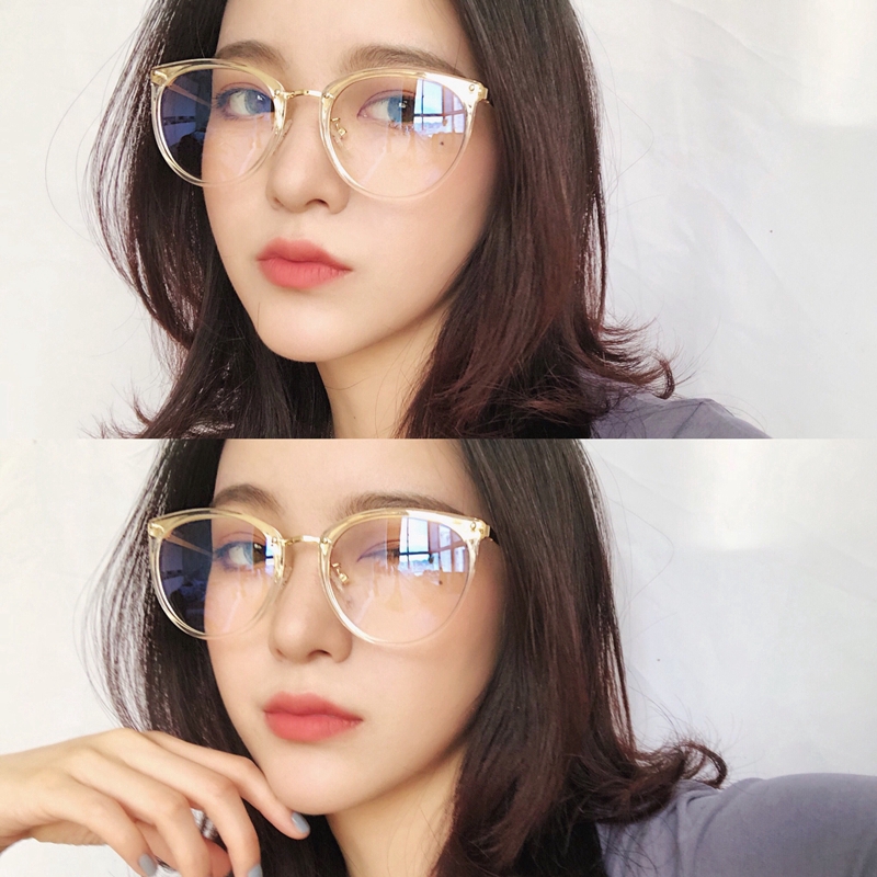 (YUZHU) Bayar di Tempat Myopia Kacamata Wanita Anti Blue Mata Kucing Frame Eyeglasses