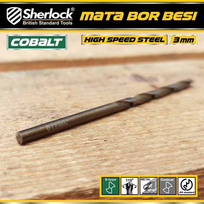 Mata Bor Besi 3 mm / Sherlock JIS Standard High Speed Steel Cobalt (1 Pcs)