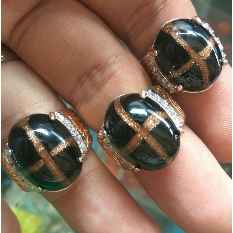 Cincin Batu Akik Tapak Jalak Emas Obsi