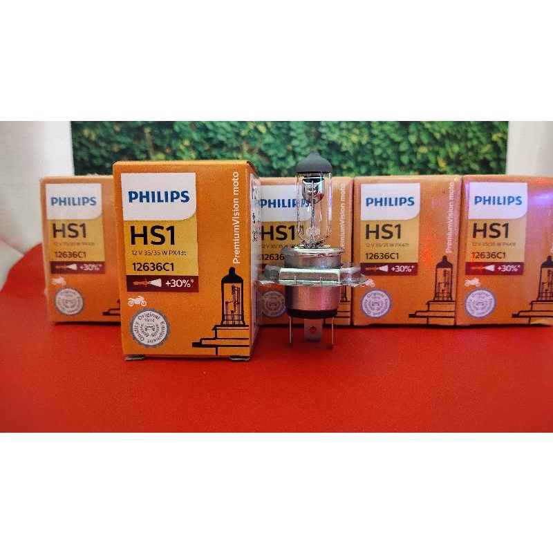 LAMPU DEPAN HALOGEN H4 PHILIPS HS1 12V 35WATT KAKI 3 VIXION,CB150R,NINJA R,NINJA RR,MEGAPRO