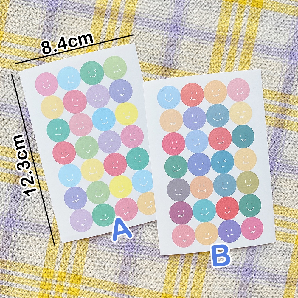 Winzige stiker smile stiker bulat aesthetic warna warni stiker hp aesthetic journal wallpaper sticker deco kertas scrapbook album-3