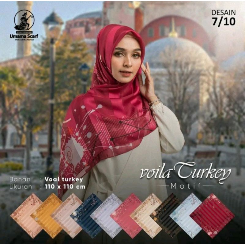 KERUDUNG MOTIF VOILA TURKEY BY UMAMA/HIJAB UMAMA VOILA TURKEY/ KERUDUNG SEGIEMPAT UMAMA VOILA TURKEY