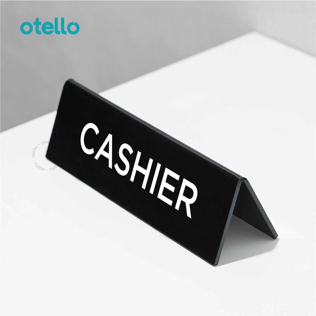 Papan Meja Cashier Table Sign Tulisan Acrylic Tent Card Akrilik Tag Tanda Acrilic Tekuk Bending Segitiga